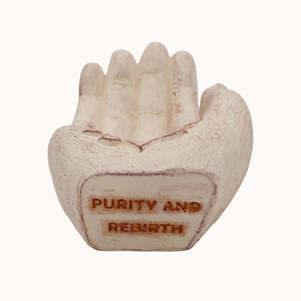 Hand Incense Burner | Stoneware | Lotus (White)