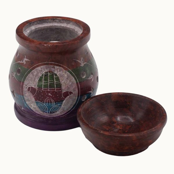 Colourful Soapstone Oil Burner | Hamsa