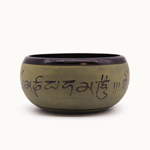 Green Five Buddha Mantra Singing Bowl 16cm