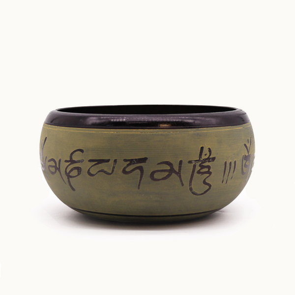 Green Five Buddha Mantra Singing Bowl 16cm