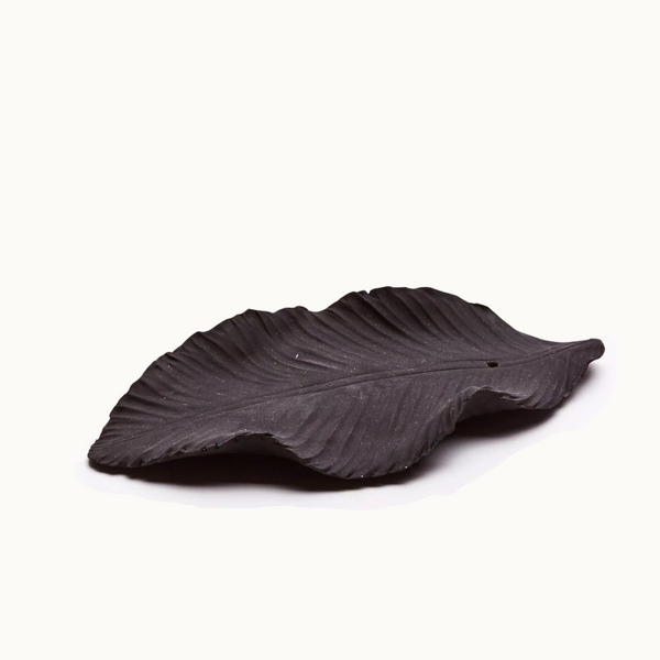 Large Ceramic Leaf Incense Holder | Black