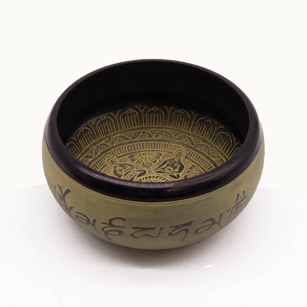 Green Five Buddha Mantra Singing Bowl 16cm