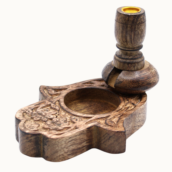 Hamsa Mango Wood Backflow Burner