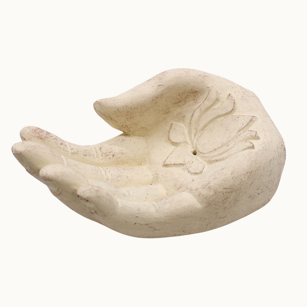 Hand Incense Burner | Stoneware | Lotus (White)