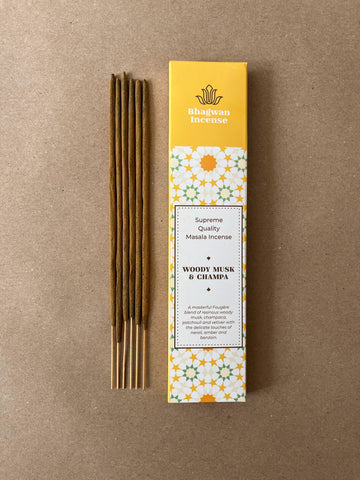 Woody Musk & Champa | Incense Sticks by Bhagwan